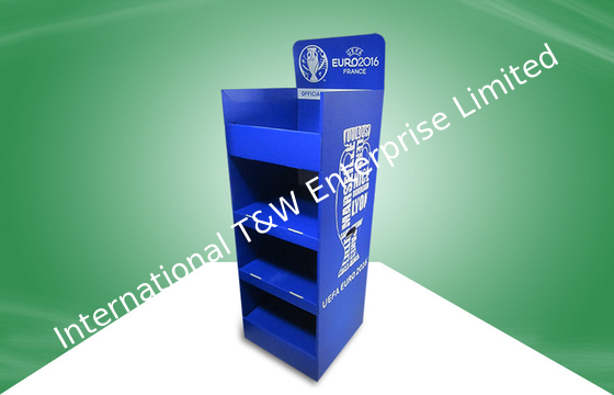 comprar La cartulina de la posición de cuatro estantes exhibe soportes de exhibición azules de piso de la asamblea online manufacture