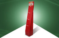 Monte las exhibiciones rojas de la cartulina de la posición, soportes de exhibición al por menor de piso con los ganchos