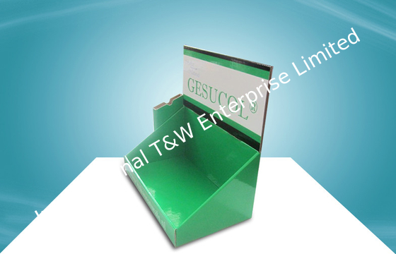 comprar ODM reciclable del OEM de las cajas de presentación de la encimera de la cartulina del verde ULTRAVIOLETA de la capa online manufacture