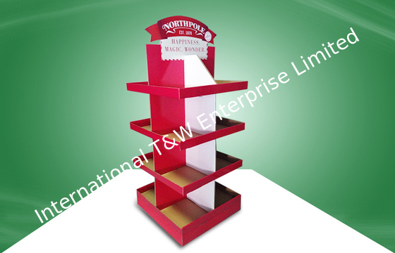 comprar Unidades de visualización derechas libres respetuosas del medio ambiente rojas de la cartulina acanalada cuatro estantes Shinning la impresión en offset online manufacture