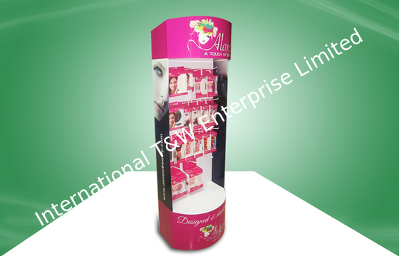 comprar Exhibición llamativa de la cartulina de la posición del cosmético con el gancho para los productos pesados del escaparate online manufacture