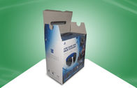 Cajas de empaquetado fuertes azules del papel acanalado con la manija plástica para el oído - teléfono