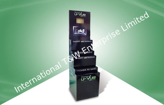 Un buen precio. Soportes de exhibición del contador de la cartulina de la grada de la promoción 3 del logotipo con la pantalla en línea