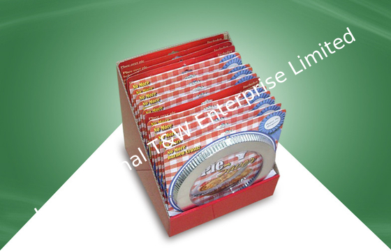 Un buen precio. La encimera roja de la cartulina exhibe la caja de presentación de la cartulina para la comida en línea