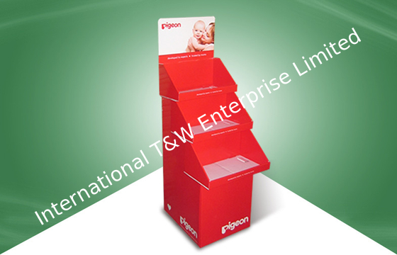 Un buen precio. Tres soportes de exhibición reciclables de la cartulina del piso de la bandeja con b blanco flauta de la capa en línea