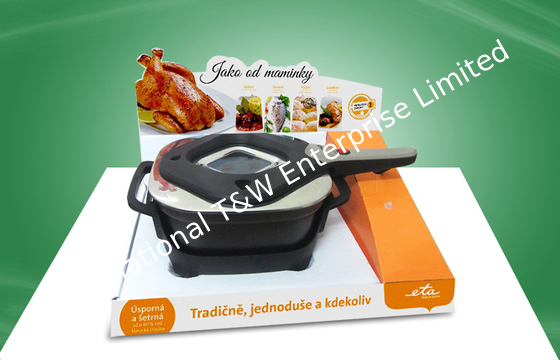 Un buen precio. Exhibición llamativa de la encimera de la cartulina de la promoción en productos del Cookware en línea