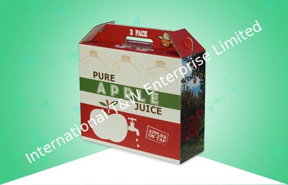 Un buen precio. Envase de empaquetado de encargo del zumo de manzana de las cajas del papel acanalado con la manija fuerte en línea